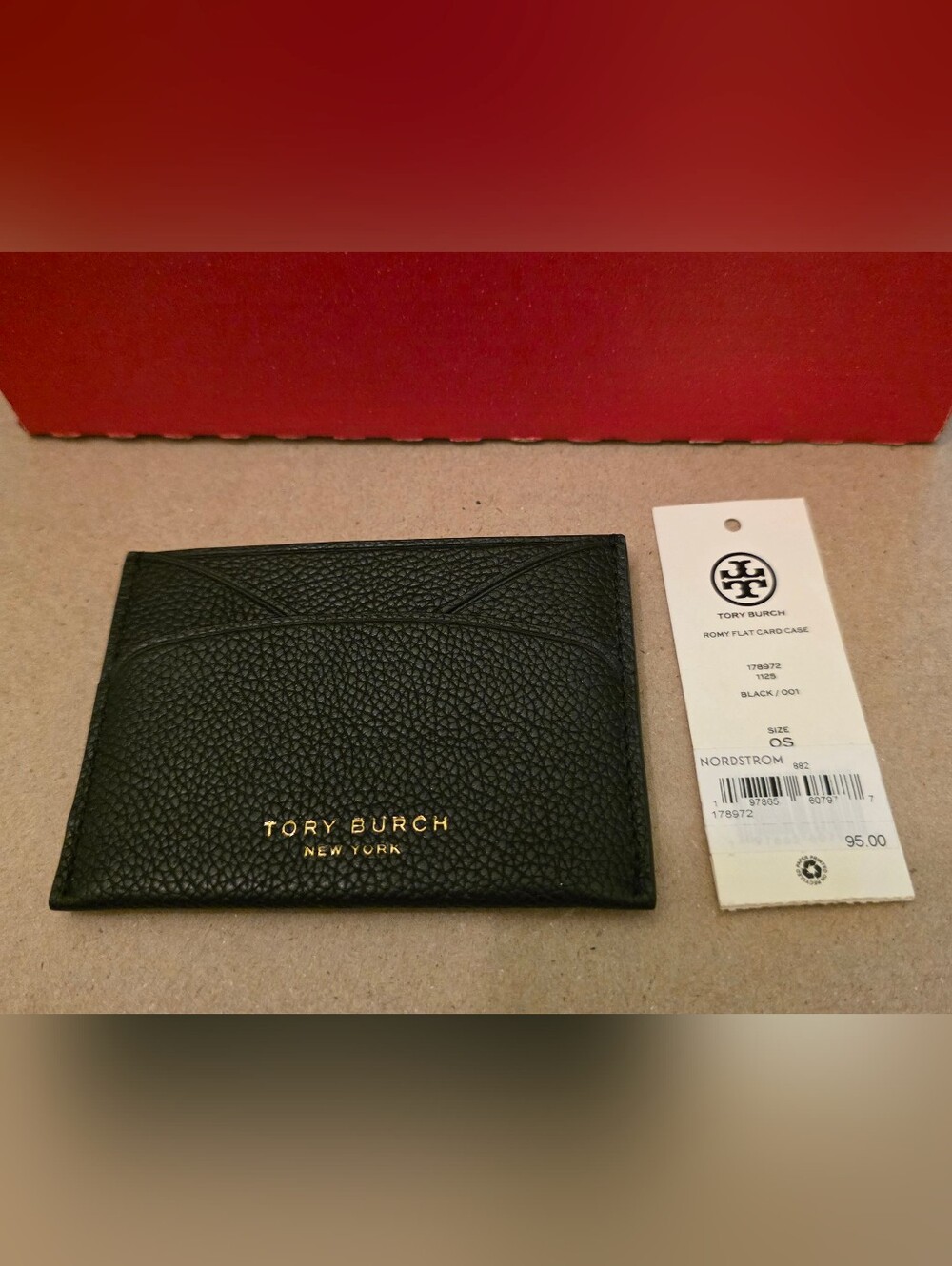 Tory Burch ROMY FLAT CARD CASE BLACK. NWT - Picture 4 of 6